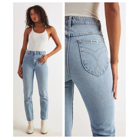 ROLLA'S Duster High Rise Slim Straight Jeans In Old Stone Size 31 - Picture 15 of 15